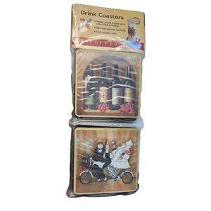 Drink Coasters Wine Design set of 4 Waterproof Non slip sponge backing Dishwashe